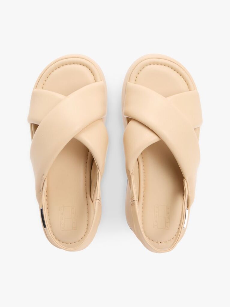 Beige Padded Strap Wedge Sandals  Women