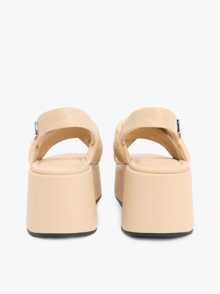 Beige Padded Strap Wedge Sandals  Women