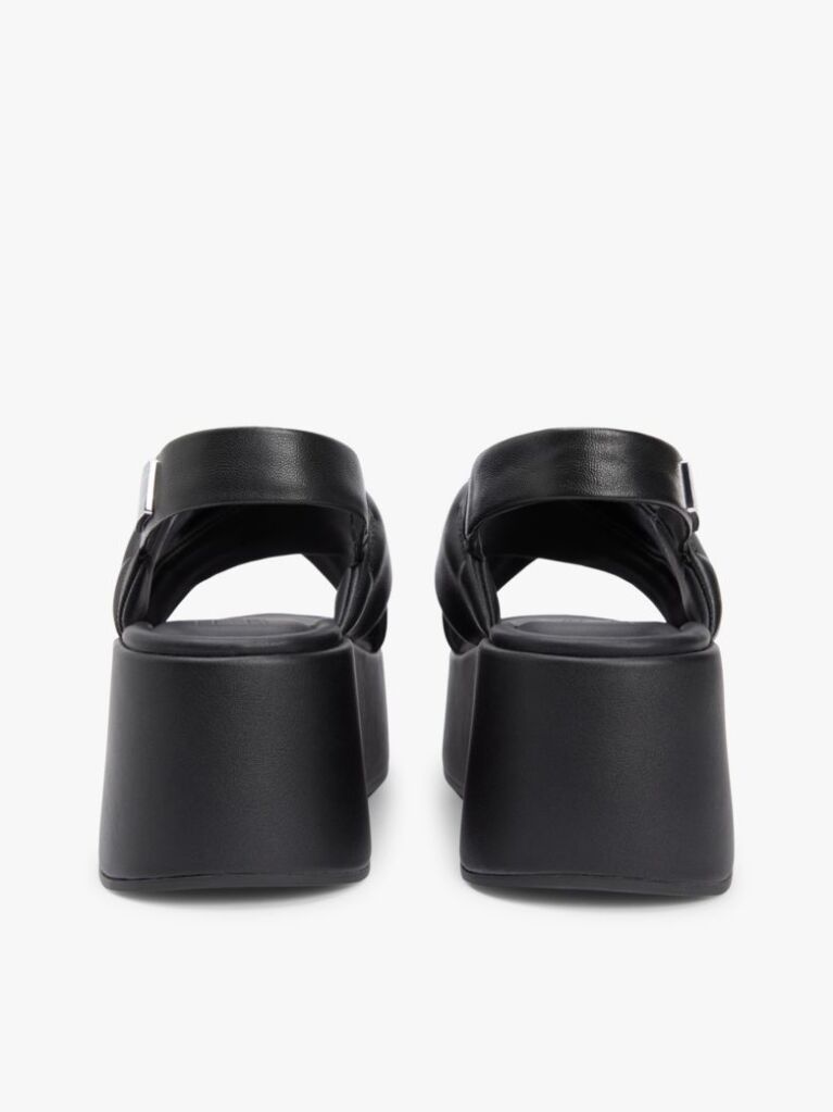 Black Padded Strap Wedge Sandals  Women