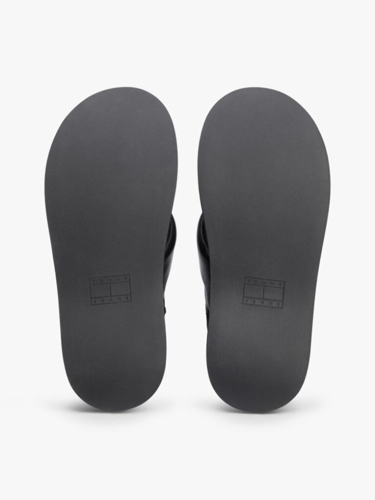 Black Padded Strap Wedge Sandals  Women