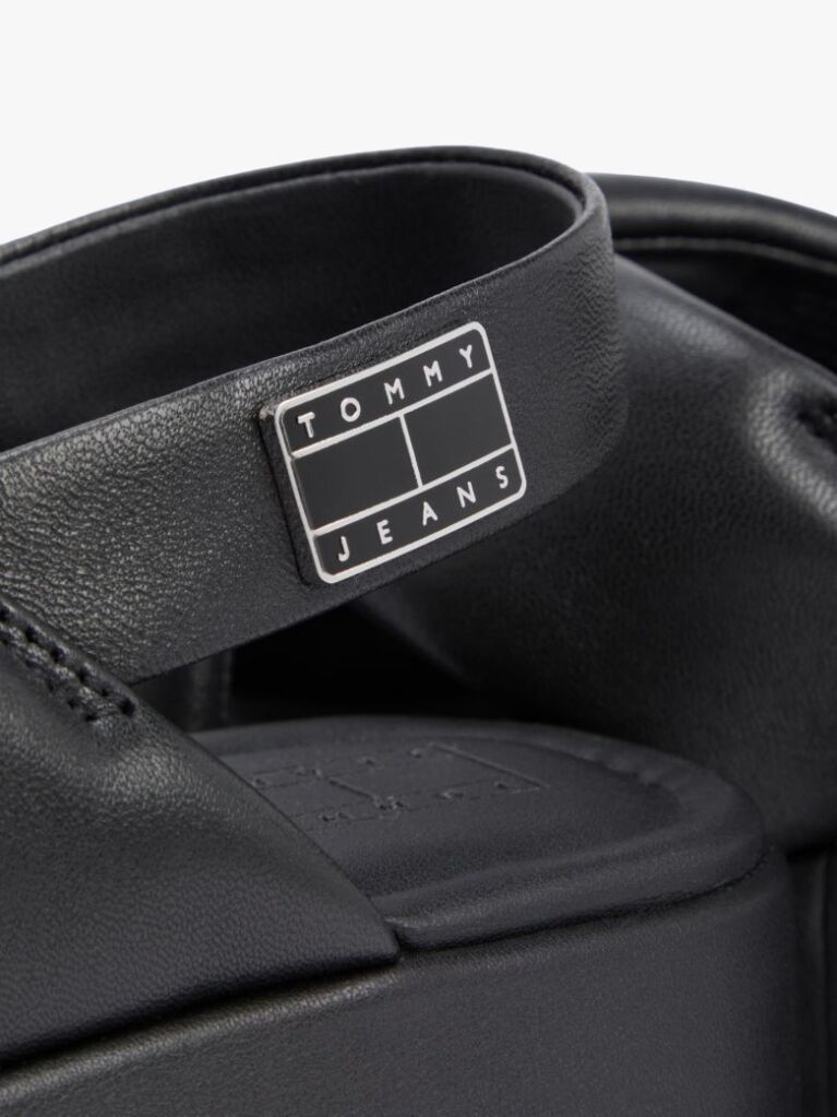 Black Padded Strap Wedge Sandals  Women