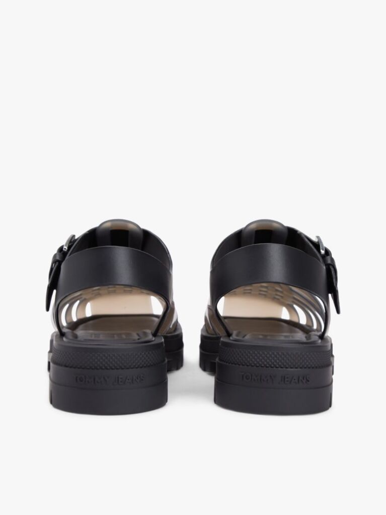 Black Jelly Chunky Cleat Fisherman Sandals  Women
