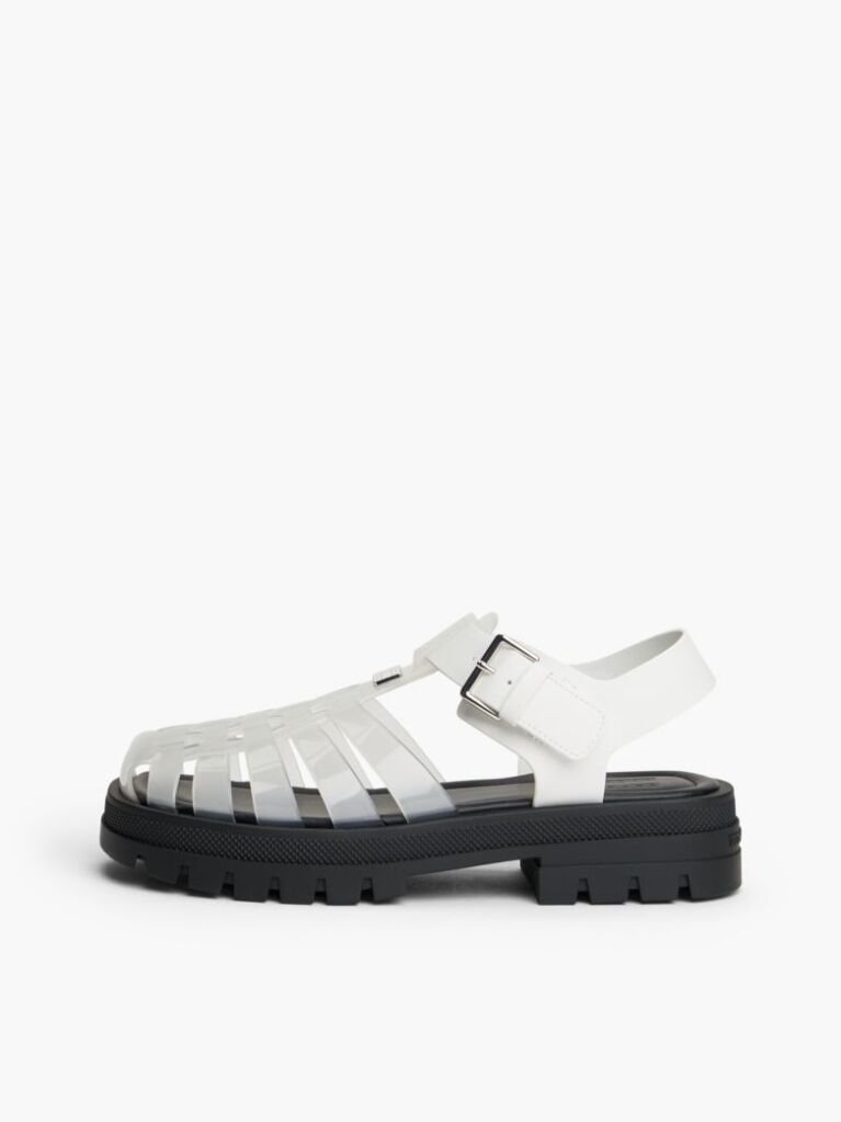 White Jelly Chunky Cleat Fisherman Sandals  Women