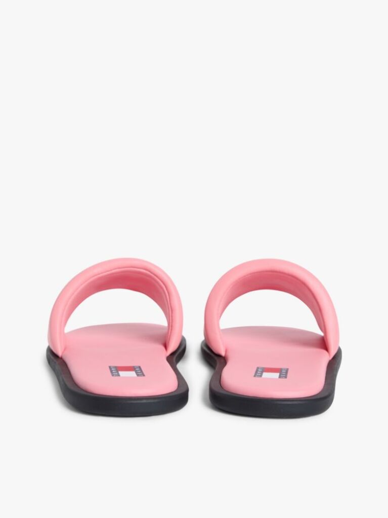 Pink Leather Padded Strap Slides  Women