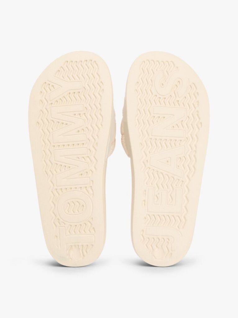 Beige Braided Padded Strap Slides  Women
