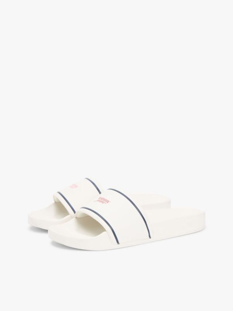 White Logo Contoured Pool Slides  Women