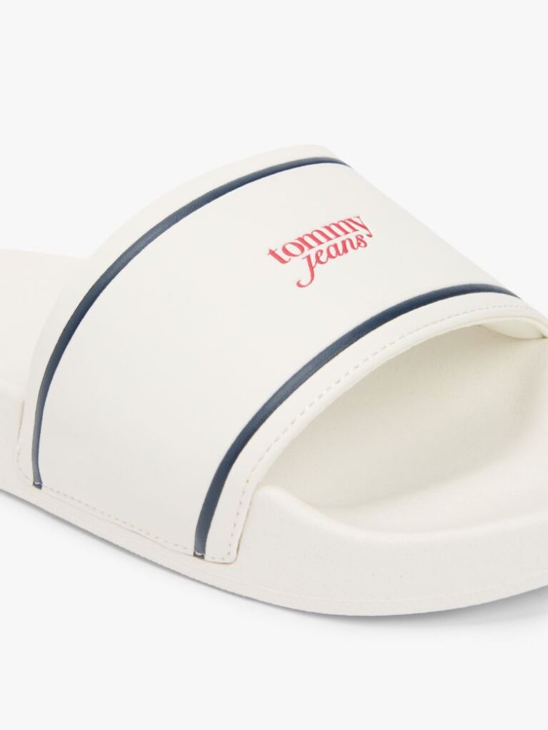 White Logo Contoured Pool Slides  Women