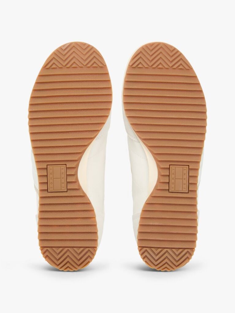 Beige Leather Low Profile Serrated Trainers  Women