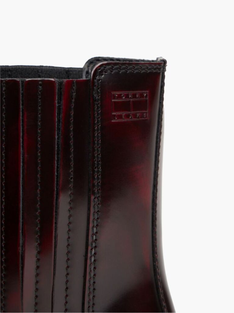 Red Leather Embossed Logo Western Boots  Women