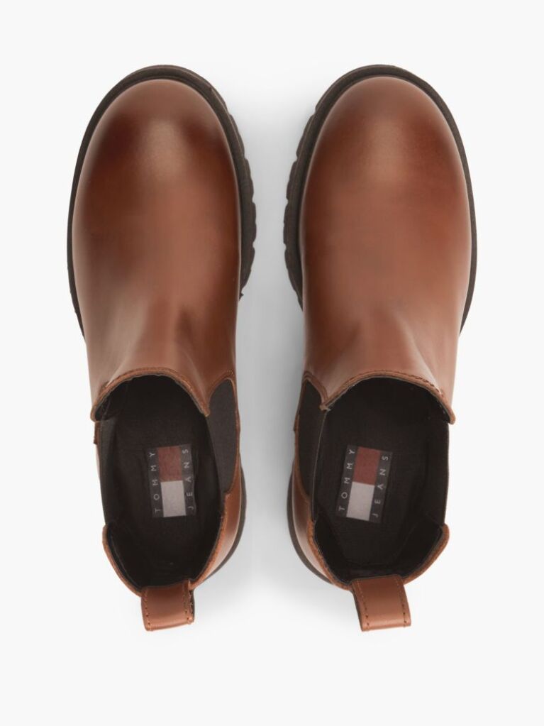 Brown Leather Cleat Chelsea Boots  Women