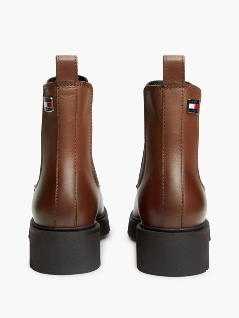 Brown Leather Cleat Chelsea Boots  Women