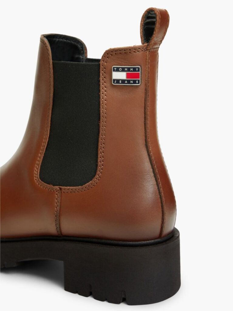Brown Leather Cleat Chelsea Boots  Women