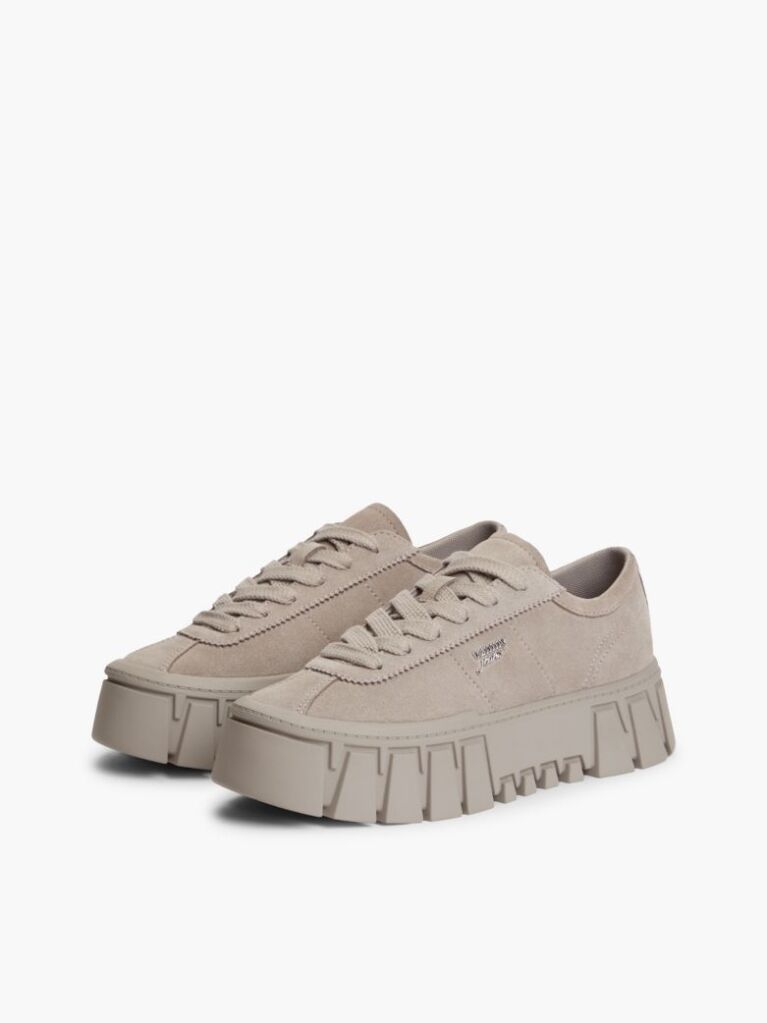 Brown Suede Logo Platform Sneakers  Women