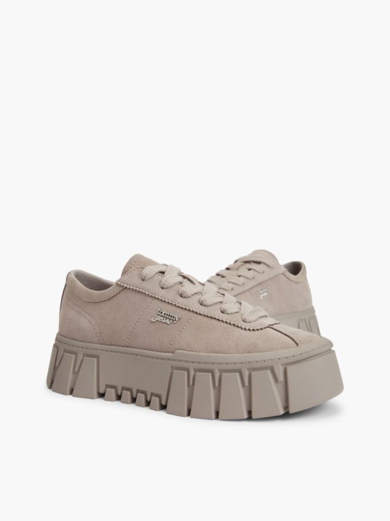 Brown Suede Logo Platform Sneakers  Women