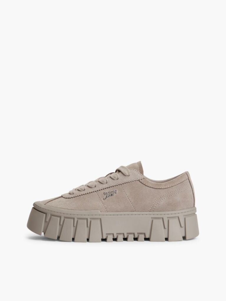 Brown Suede Logo Platform Sneakers  Women