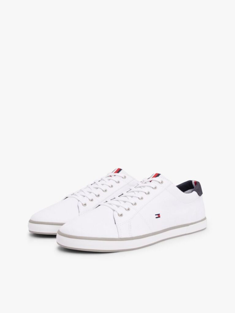 Άσπρο Δετά Sneakers Από Καμβά  Άνδρες