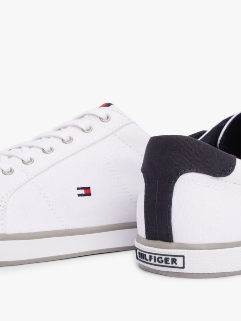 Άσπρο Δετά Sneakers Από Καμβά  Άνδρες