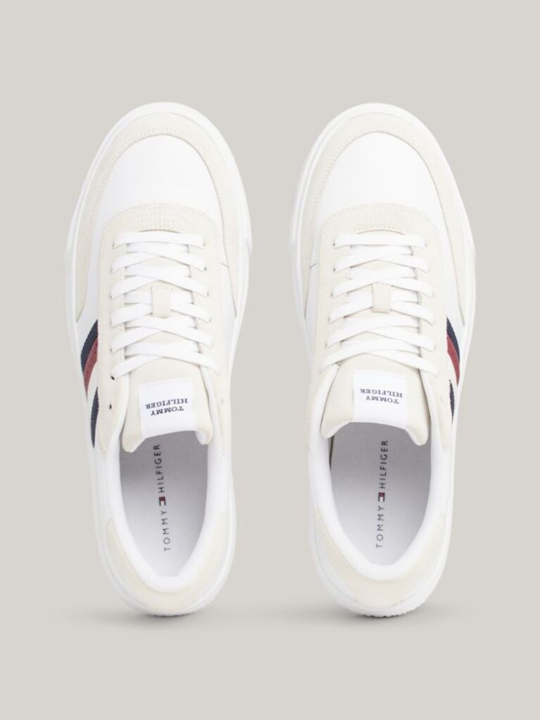 White Leather Signature Tape Trainers  Men