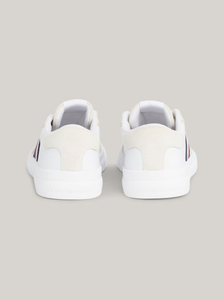 White Leather Signature Tape Trainers  Men