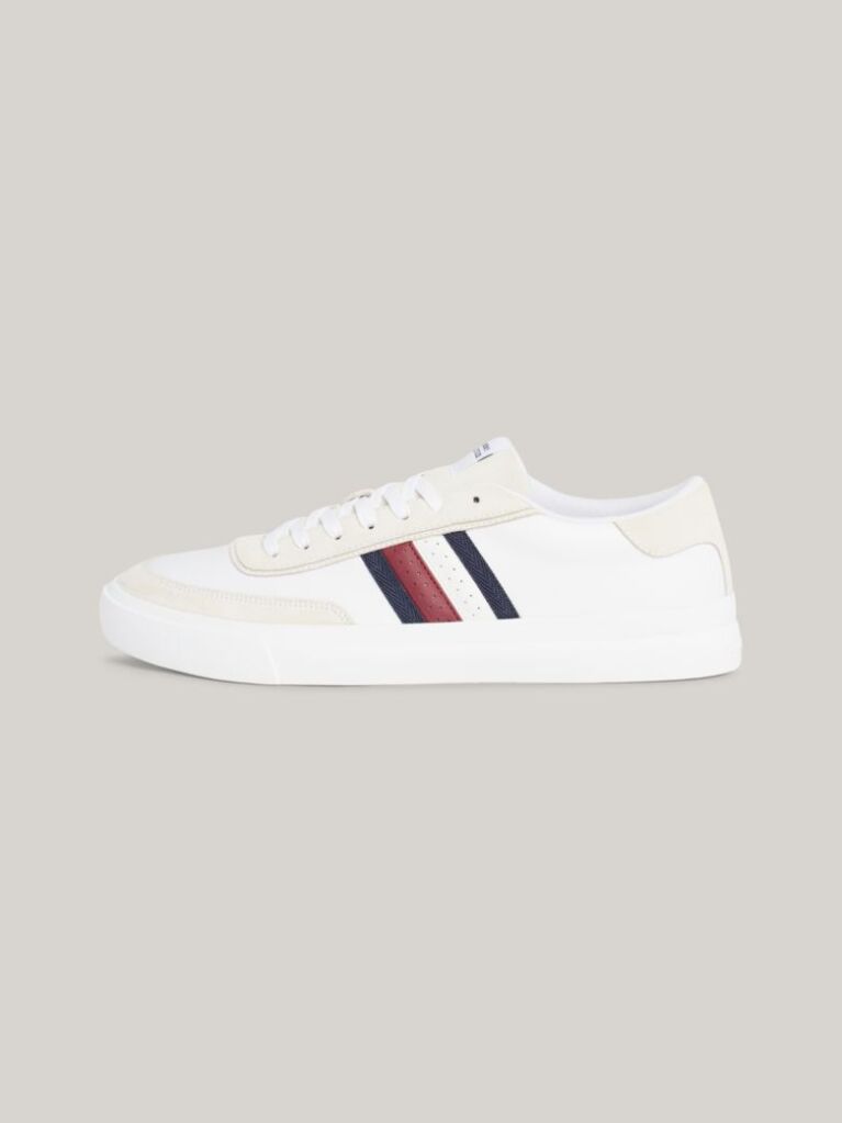 White Leather Signature Tape Trainers  Men