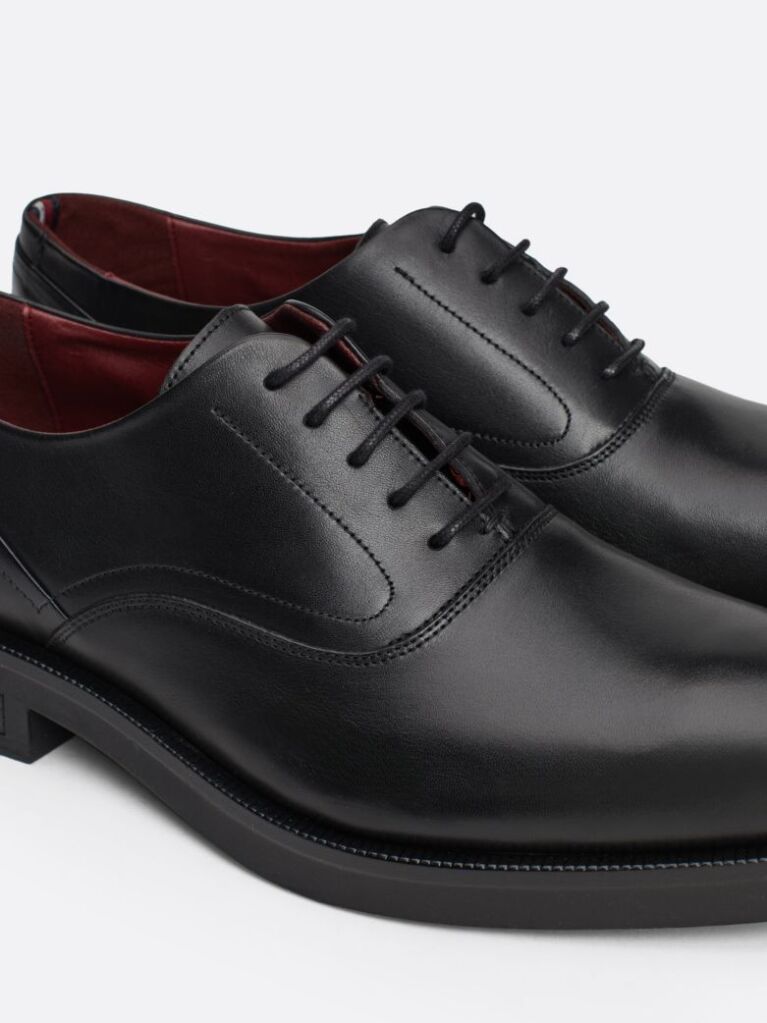 Black TH Monogram Leather Derby Shoes  Men