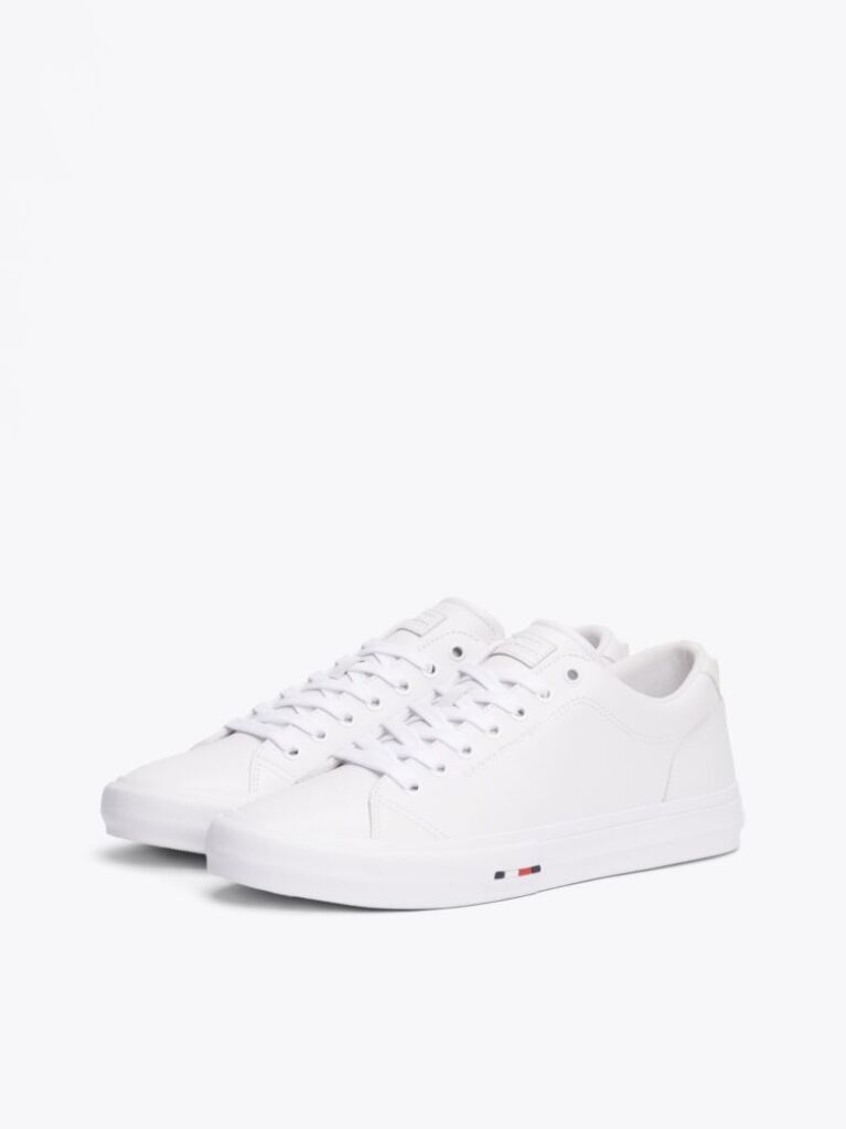 Άσπρο Δετά Δερμάτινα Sneakers Με Λογότυπο  Άνδρες