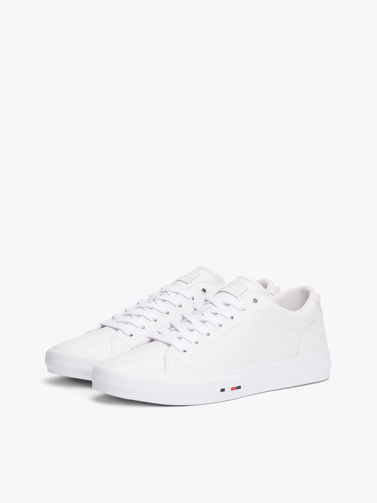 Άσπρο Δετά Δερμάτινα Sneakers Με Λογότυπο  Άνδρες
