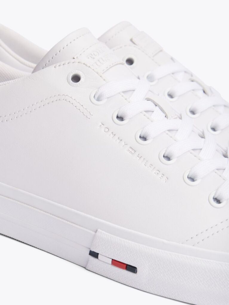 Άσπρο Δετά Δερμάτινα Sneakers Με Λογότυπο  Άνδρες