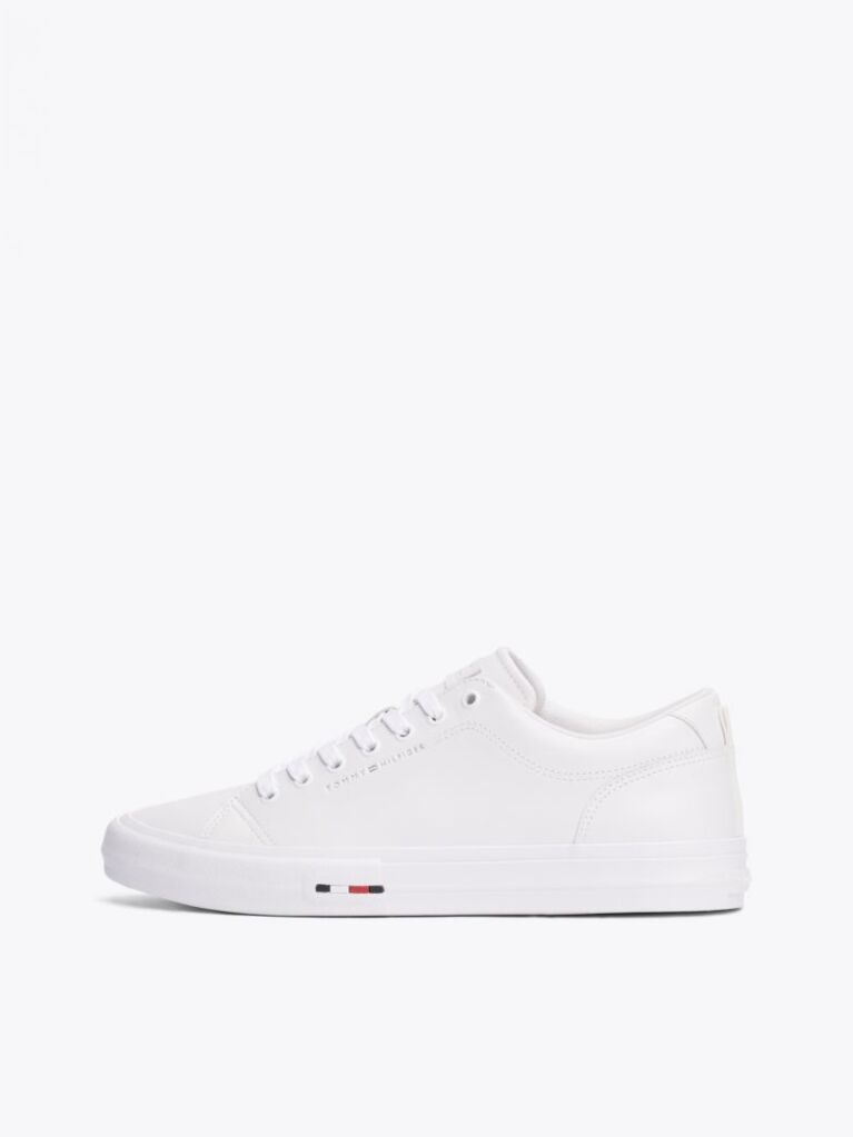 Άσπρο Δετά Δερμάτινα Sneakers Με Λογότυπο  Άνδρες