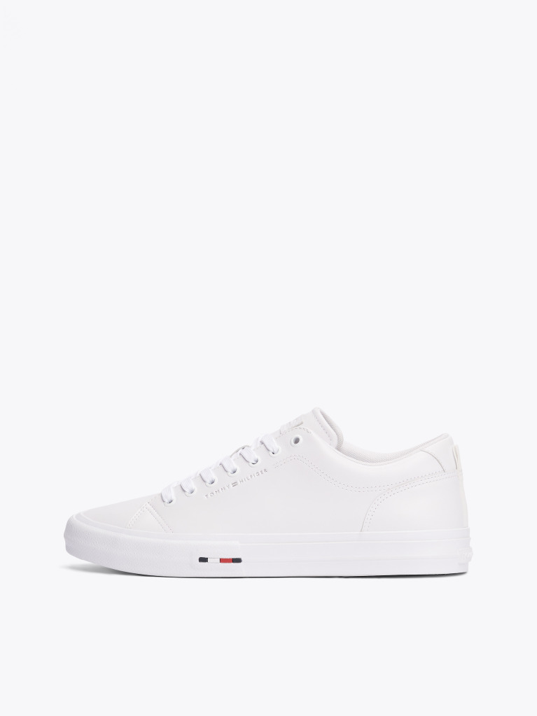 Άσπρο Δετά Δερμάτινα Sneakers Με Λογότυπο  Άνδρες