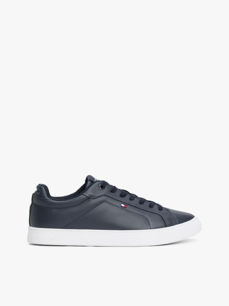 Blue Essential Leather Lace-Up Trainers  Men