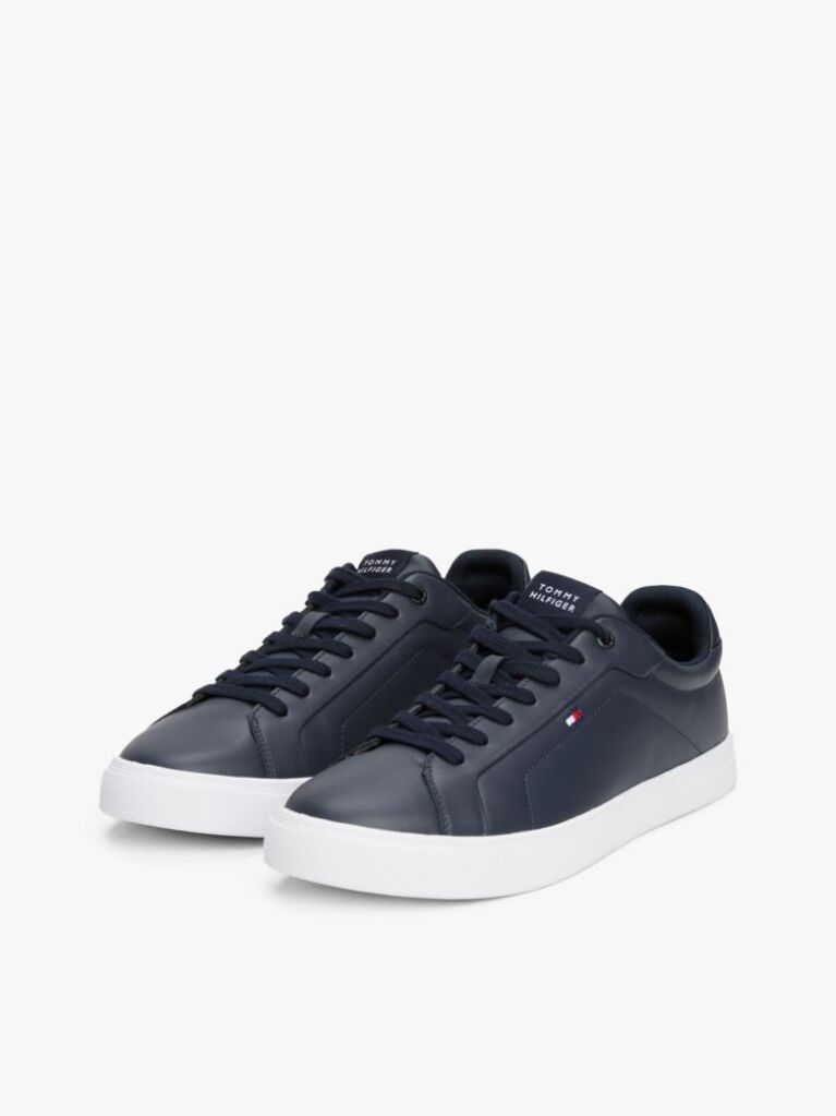 Blue Essential Leather Lace-Up Trainers  Men