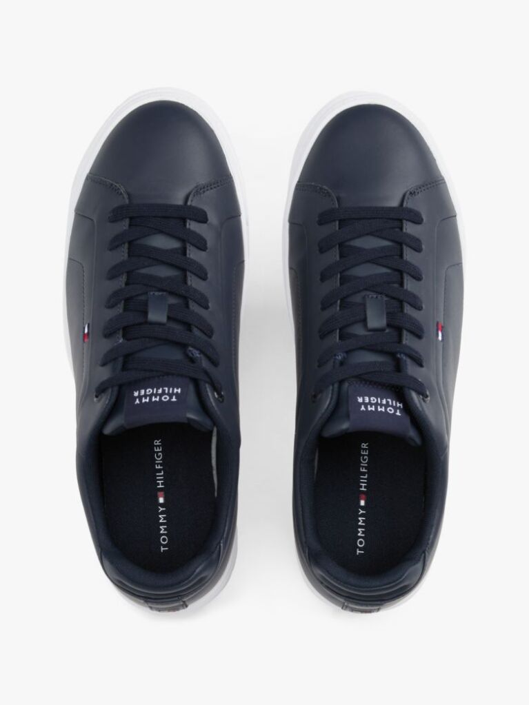 Blue Essential Leather Lace-Up Trainers  Men
