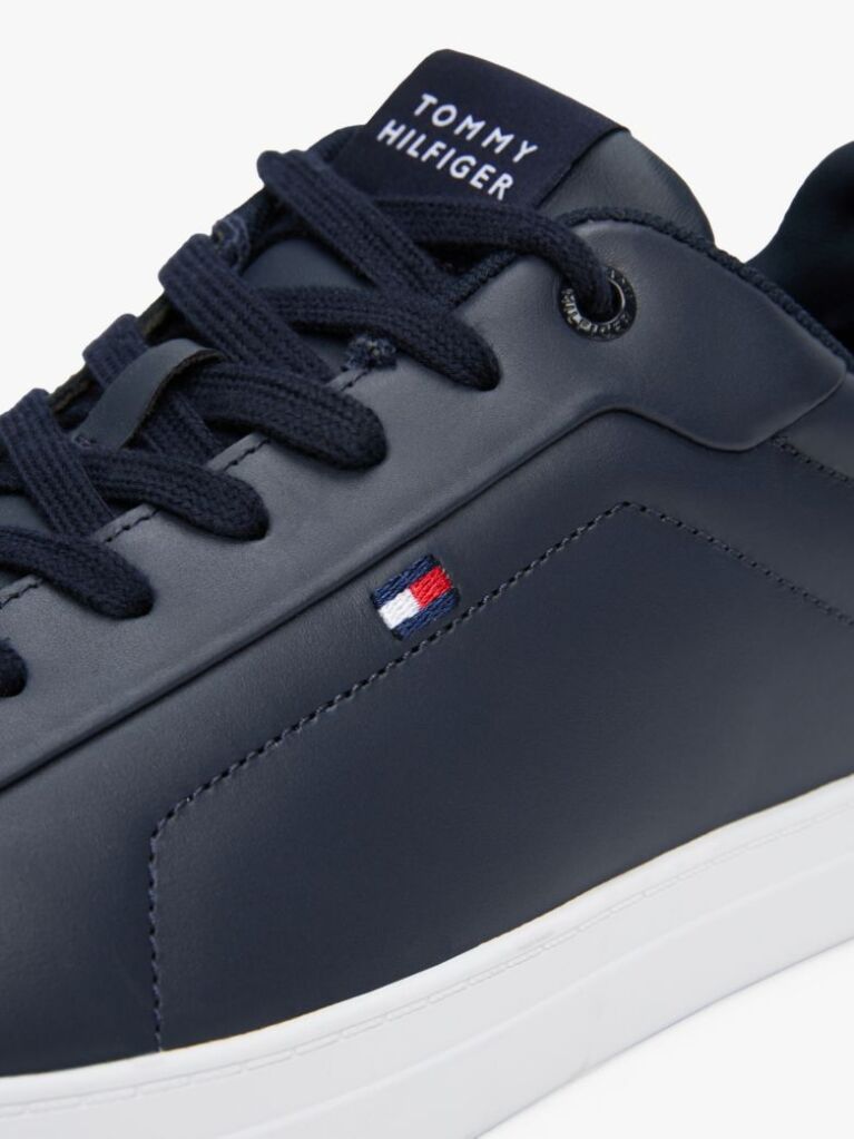 Blue Essential Leather Lace-Up Trainers  Men