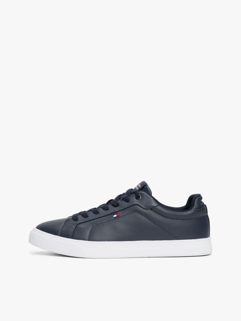 Blue Essential Leather Lace-Up Trainers  Men