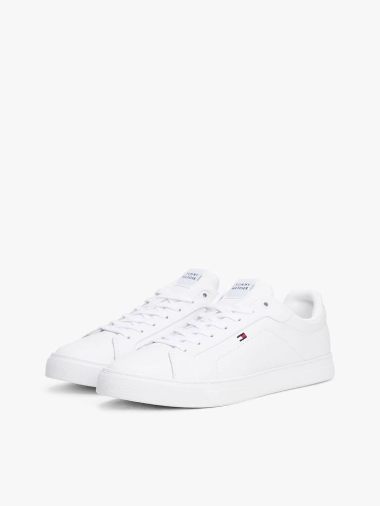 White Essential Leather Lace-Up Trainers  Men