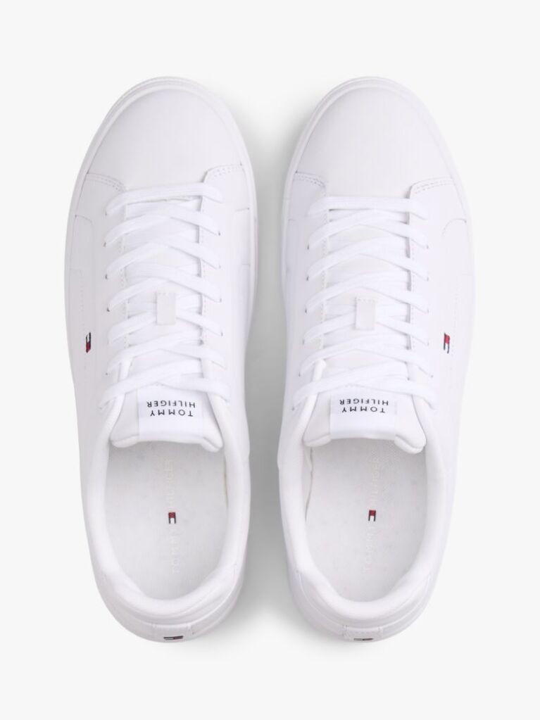White Essential Leather Lace-Up Trainers  Men