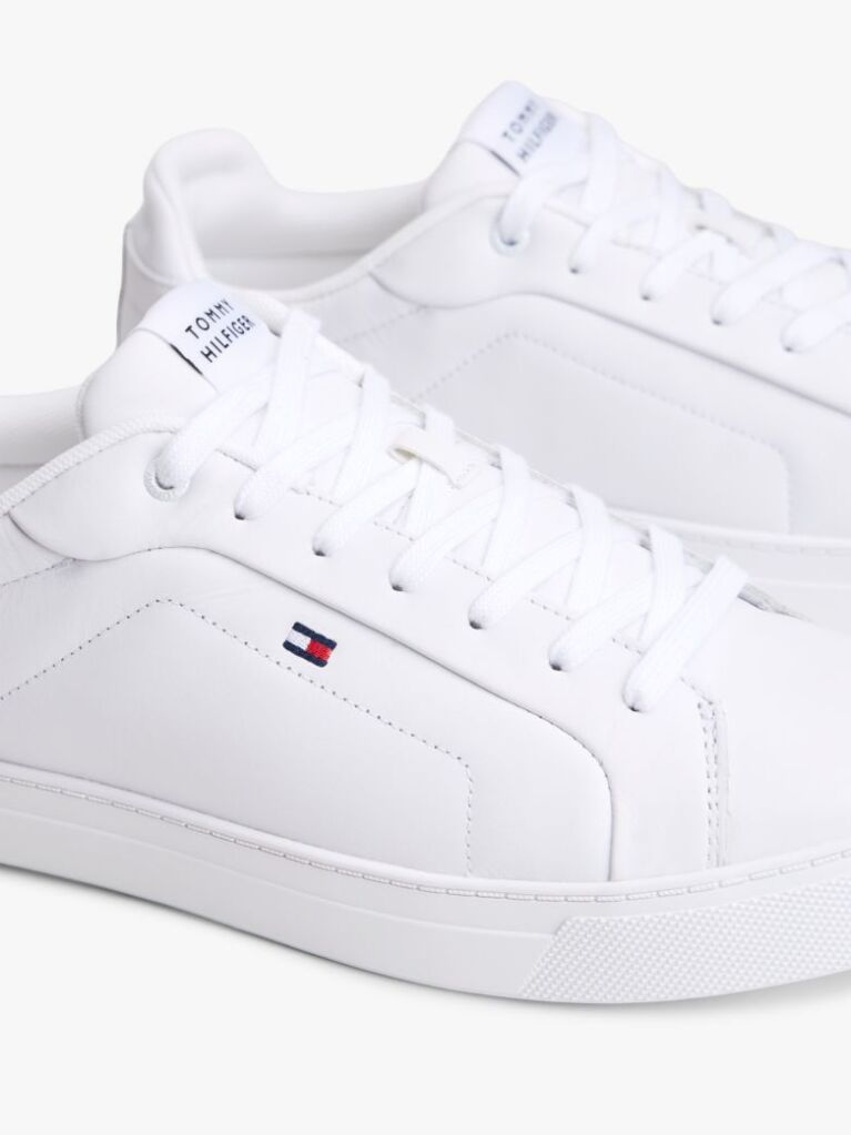 White Essential Leather Lace-Up Trainers  Men