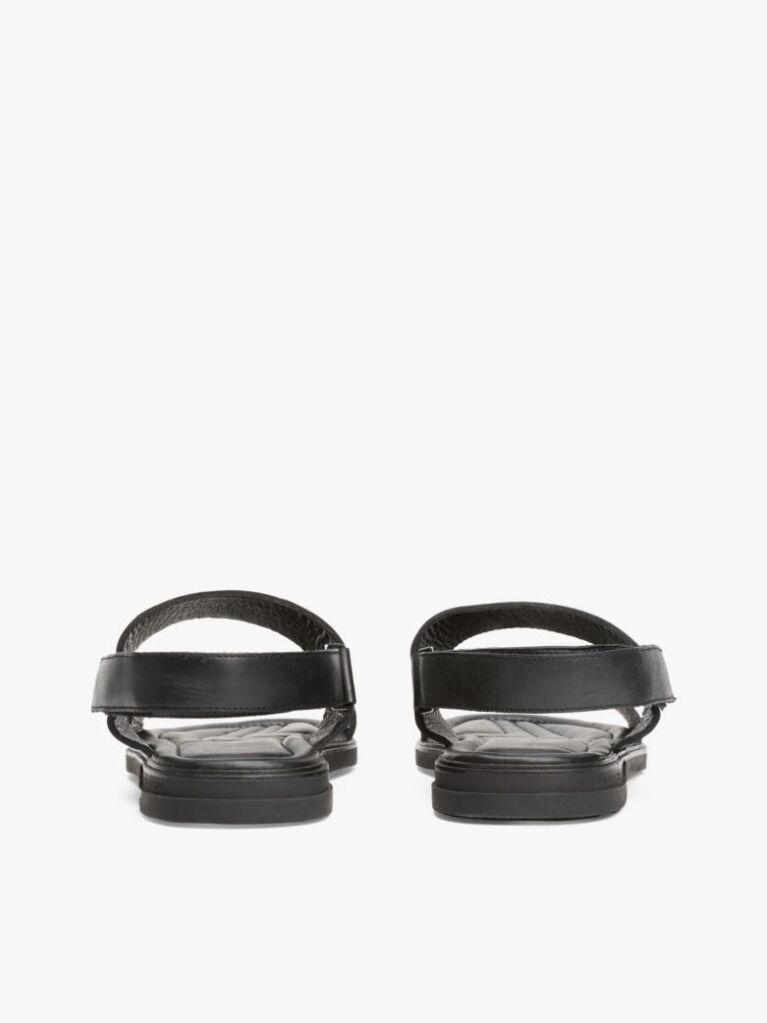 Black Double Strap Signature Leather Sandals  Men