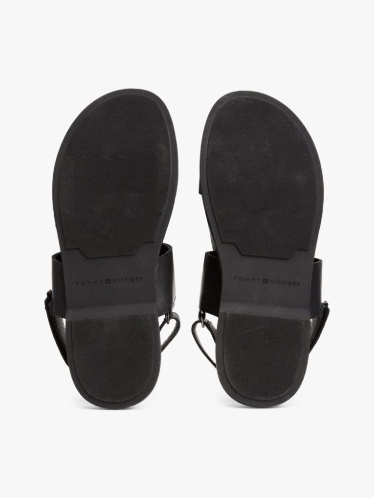 Black Double Strap Signature Leather Sandals  Men