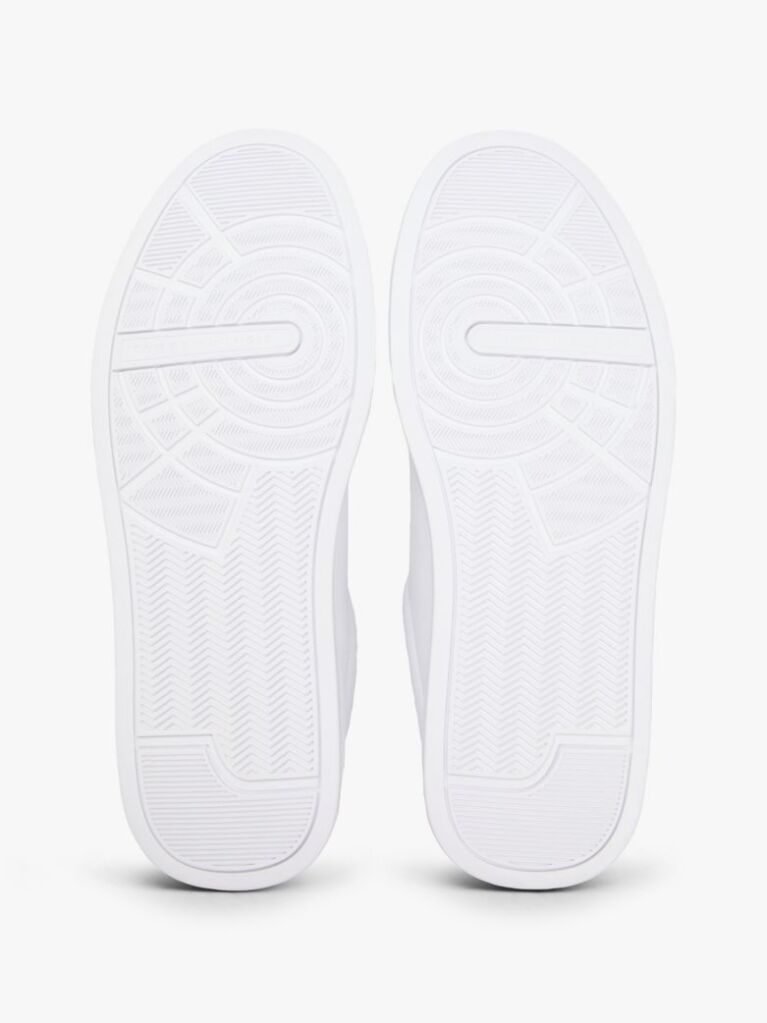 White Pebble Grain Court Trainers  Men