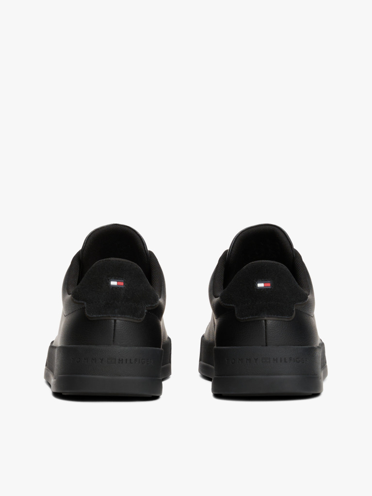 Black Pebble Grain Court Trainers  Men
