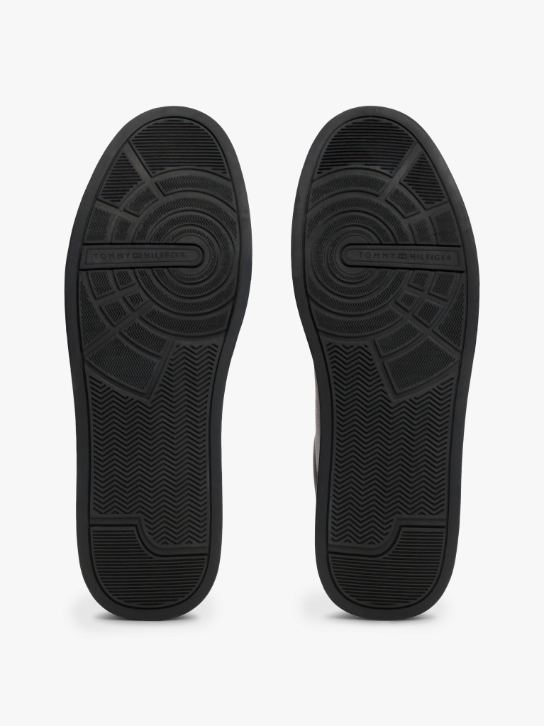 Black Pebble Grain Court Trainers  Men