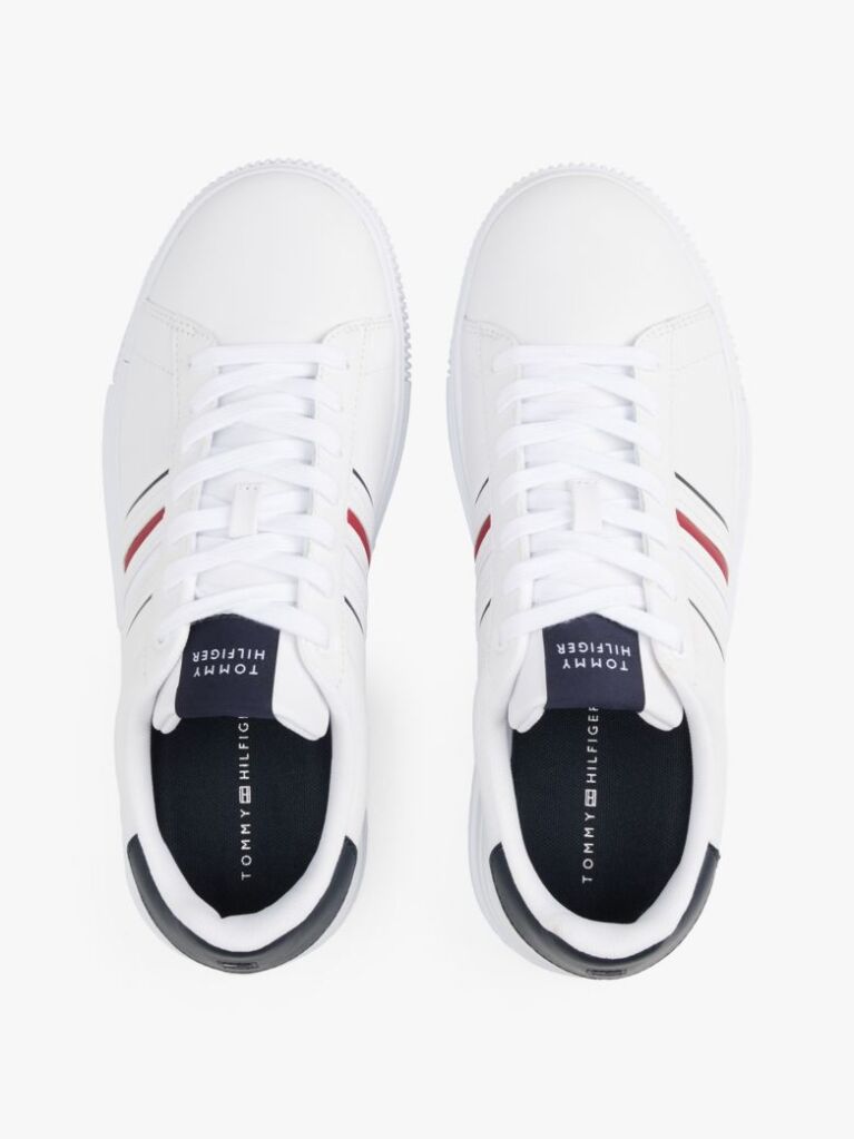 Άσπρο Δερμάτινα Sneakers Με Ανάγλυφο Λογότυπο  Άνδρες