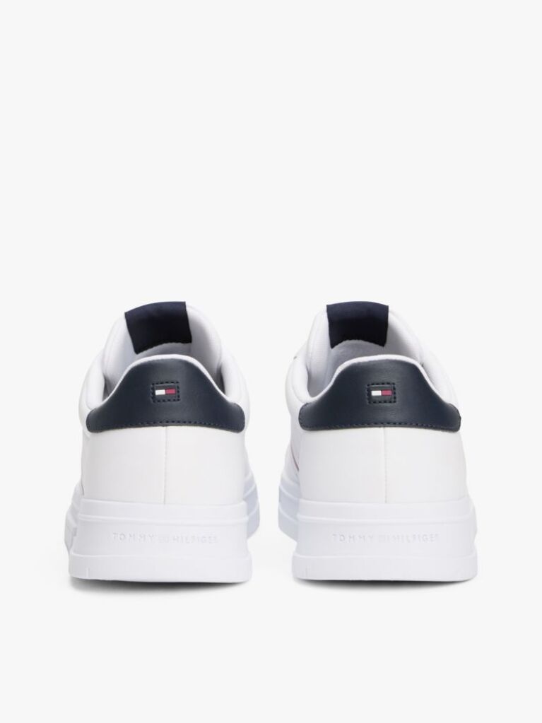 Άσπρο Δερμάτινα Sneakers Με Ανάγλυφο Λογότυπο  Άνδρες