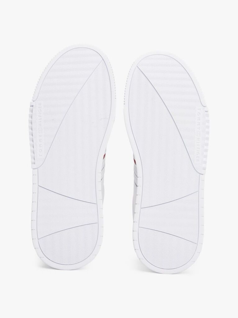 Άσπρο Δερμάτινα Sneakers Με Ανάγλυφο Λογότυπο  Άνδρες