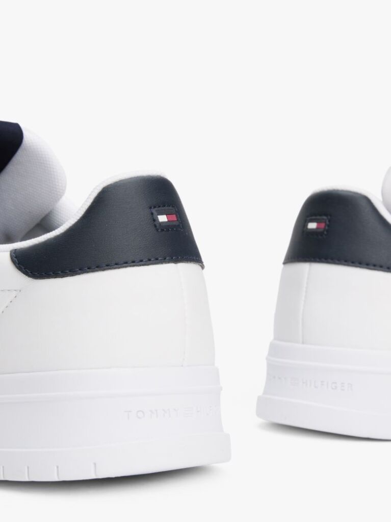 Άσπρο Δερμάτινα Sneakers Με Ανάγλυφο Λογότυπο  Άνδρες