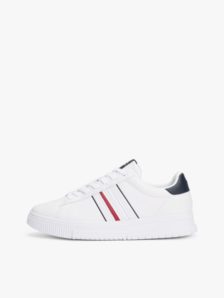 Άσπρο Δερμάτινα Sneakers Με Ανάγλυφο Λογότυπο  Άνδρες