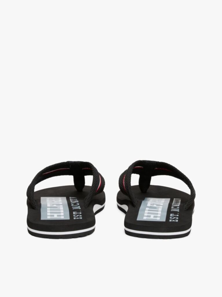 Black Signature Tape Webbing Flip-Flops  Men
