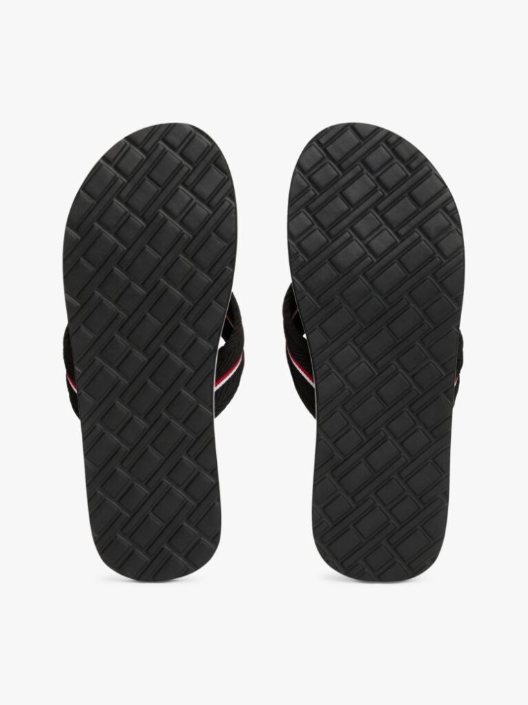 Black Signature Tape Webbing Flip-Flops  Men
